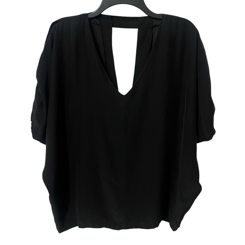 Alexis Black Silk Cutuot Front V Back Top Size Medium